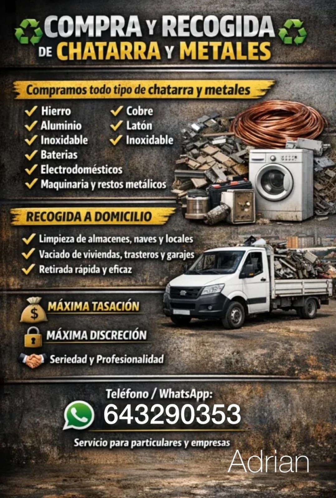 Compramos todo tipo de chatarra y metales